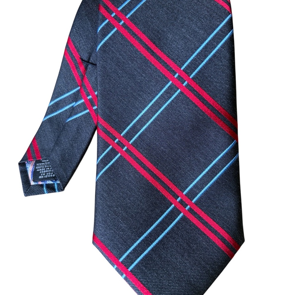 Ted Baker Black Tie with Red and Blue Plaid